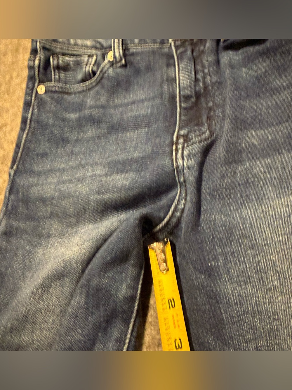 KanCan Ultra High Rise Super Flare Jeans Womens 23 (inseam 32) blue Fray Hem - Picture 8 of 13